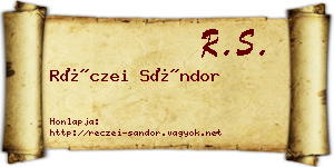 Réczei Sándor névjegykártya